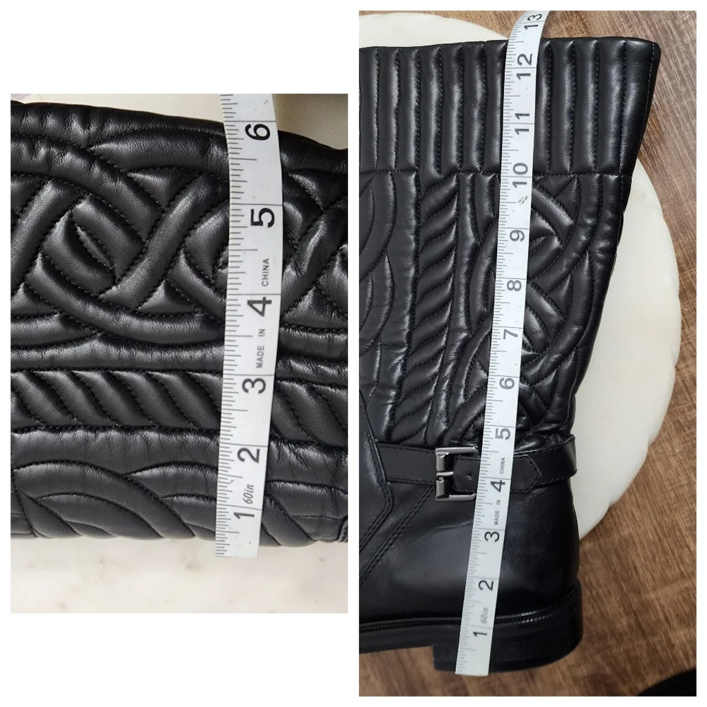 Aquatalia Women's Bonnie Winter Boots Sz 9 Quilted Black Leather Made in Italy